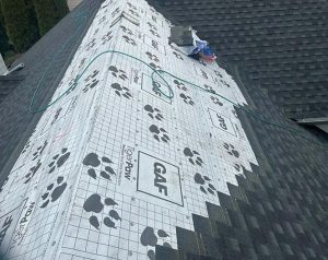 A new roofing replacement being installed by J&J Roofing & Construction in Washington