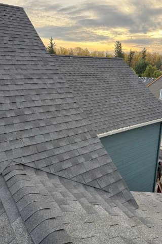 High performance GAF Timberline HDZ shingle upgrade on a finished residential roof line in the Boeckman district
